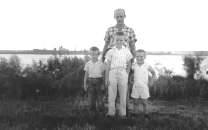 Dad, Alan, David and Mark on the levee